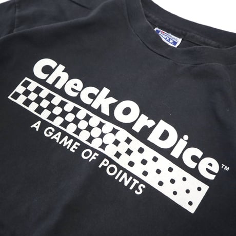 80's～ Hanes "Check or Dice" 両面 プリント Tシャツ XLサイズ USA製
