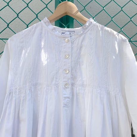 "Women's" ～90's ヘンリーネック コットン ロング ワンピース White