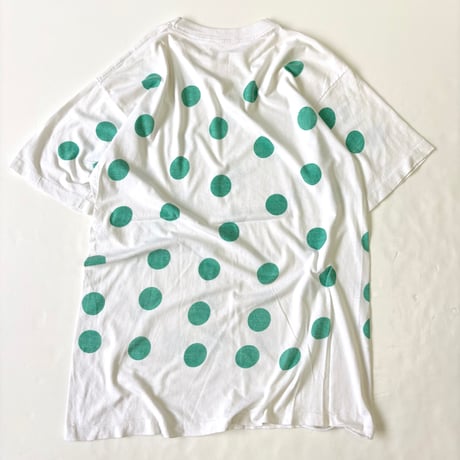 ～90's unknown "Polka Dot" "染み込み" Tシャツ (fits XL)