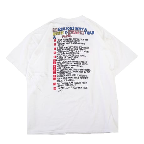 90's "～Beer is better than a Man" メッセージ 両面 プリント Tシャツ XLサイズ