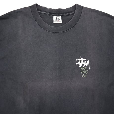 90's OLD STUSSY 白タグ "Ready Steady Go!!" Tシャツ XLサイズ USA製
