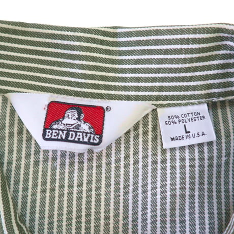 "Rare Color" 90’s BEN DAVIS ヒッコリー ワーク シャツ Lサイズ USA製