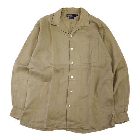 90's～ Polo Ralph Lauren "CALDWELL" "No Pony" Linen Open Collar Shirt Mサイズ