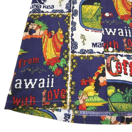 70's NOS "Kona Coffee" 総柄 コットン アロハシャツ HAWAII製