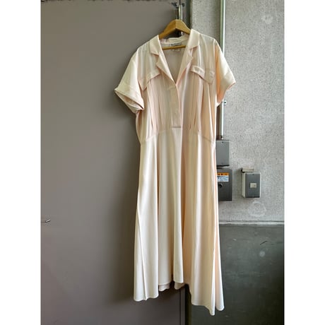 70's～80's NINA PICCALINO Open Collar Rayon One Piece