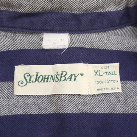 80's～ ST John's Bay "Stripe" Flannel Shirt XLサイズ USA製