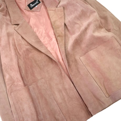 "Women's" 70's～80's AVANTI Pig Suede Leather Jacket Pink Lサイズ Yugoslavia製