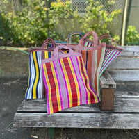 'New' Ethnic Random Stripe Mesh Tote Bag Medium