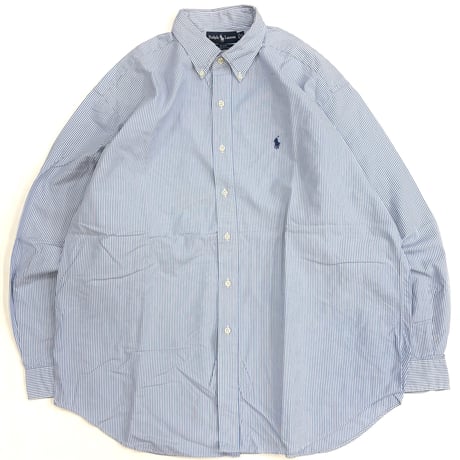 90's Ralph Lauren "BLAKE" "2ply" Stripe BD Shirt XLサイズ