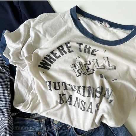 "boro" 70's～80's ALLEN TEE "Where The Hell Is?" リンガー Tシャツ