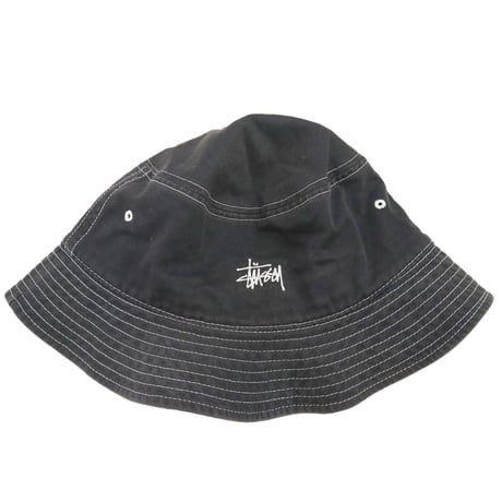 90's OLD STUSSY "White Stitch" Stock Logo Bucket Hat TAIWAN製