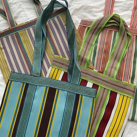 'New' Ethnic Random Stripe Mesh Tote Bag Medium