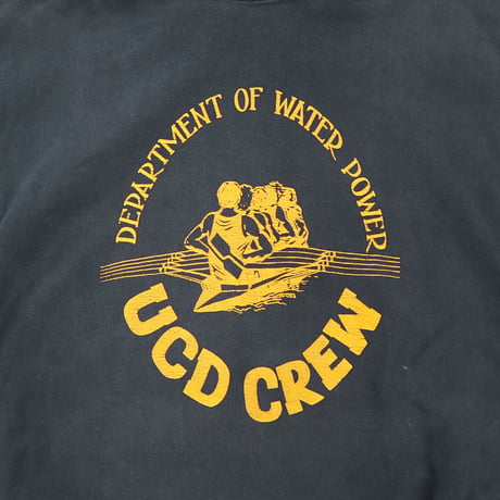 80's CHAMPION RW SWEAT PARKA "UCD CREW" 両面 プリント Navy XLサイズ USA製