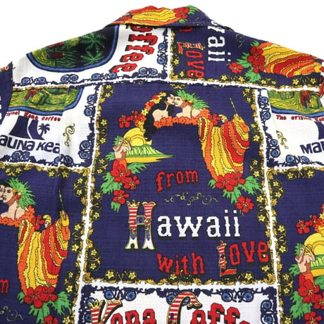 70's NOS "Kona Coffee" 総柄 コットン アロハシャツ HAWAII製