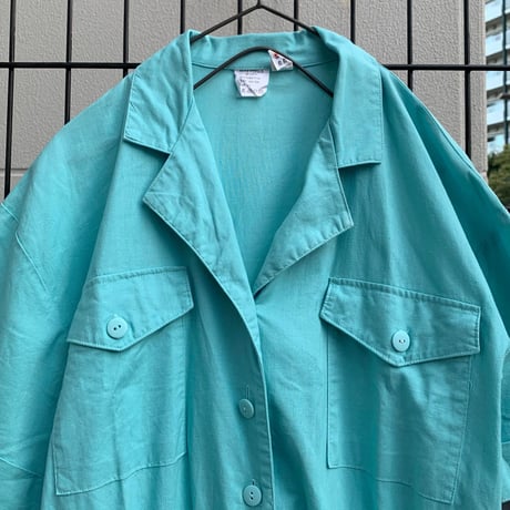 "Women's" 80's～ オープンカラー コットン シャツ ワンピース