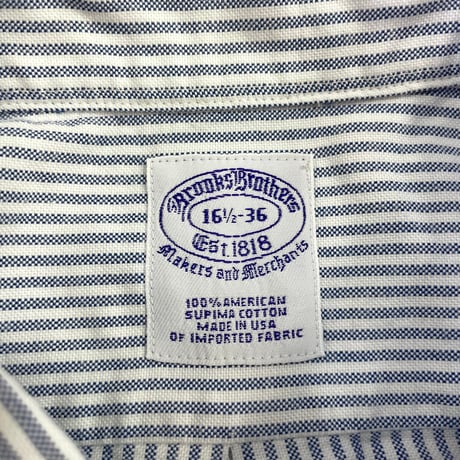 90's～ Brooks Brothers Oxford Stripe BD Shirt 16 1/2 USA製