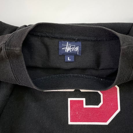 90's OLD STUSSY 紺タグ "袖プリント" LS Tシャツ Lサイズ USA製