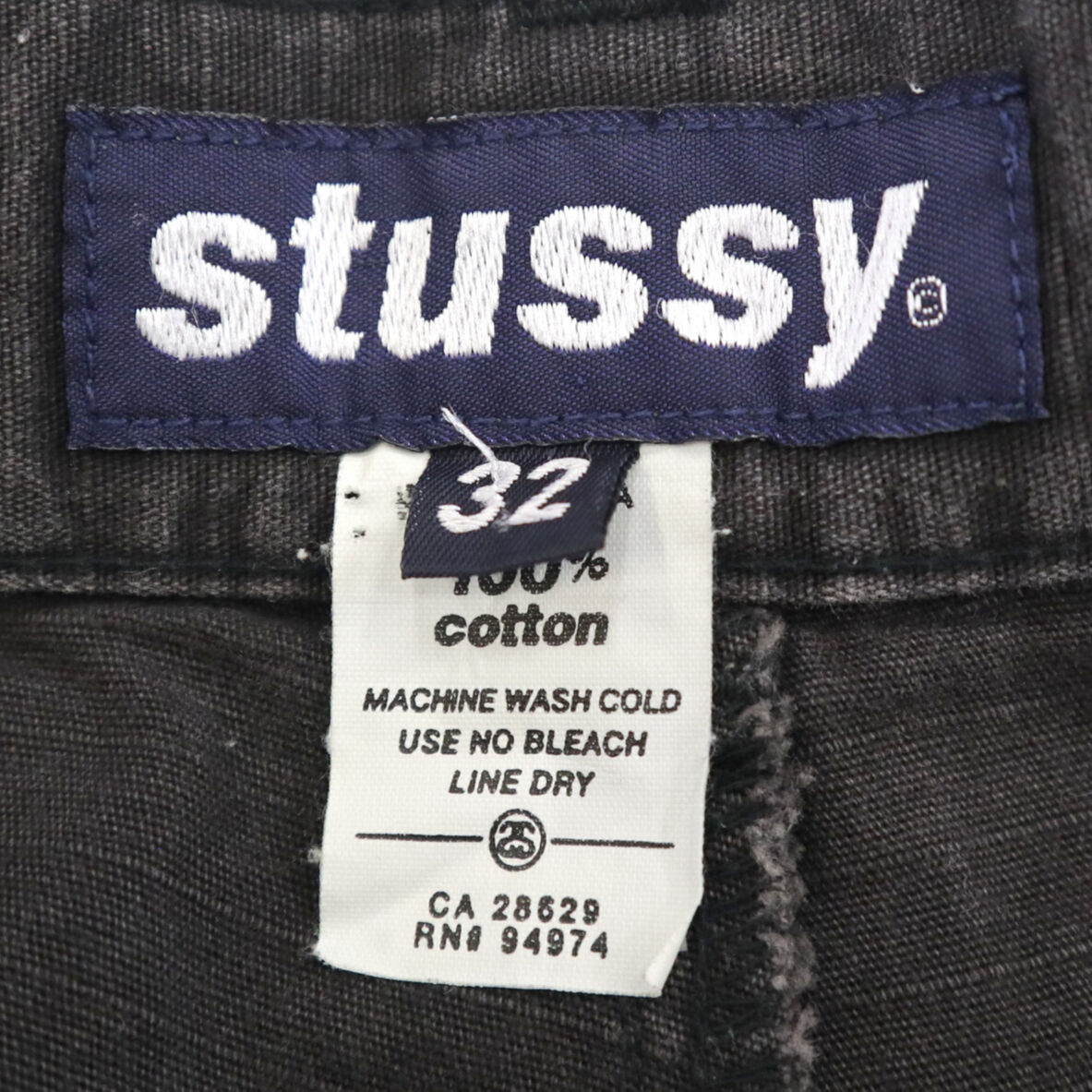 90's OLD STUSSY コットン リップストップ ハーフ パンツ Black W32