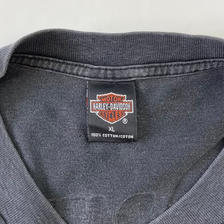 "Black Fade" 90's Harley Davidson "4面" LS Tシャツ XLサイズ USA製