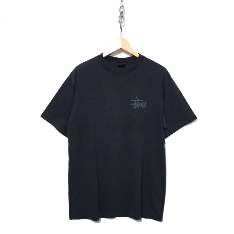 【オールドステューシー】USA製 紺タグ  両面プリント Tシャツ 黒 XL