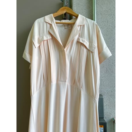 70's～80's NINA PICCALINO Open Collar Rayon One Piece