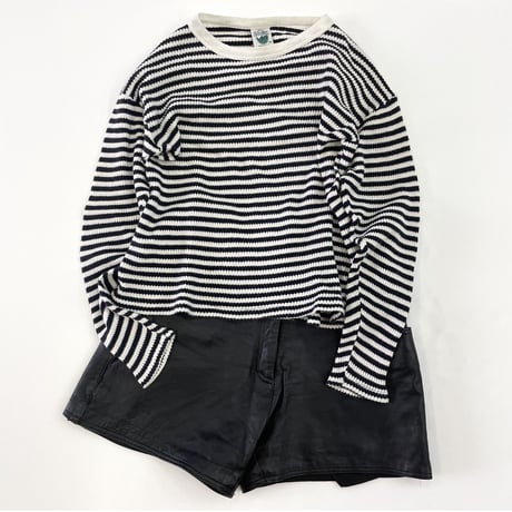"Women's" 90's～ Green Hills Border Thermal LS Tee Mサイズ USA製