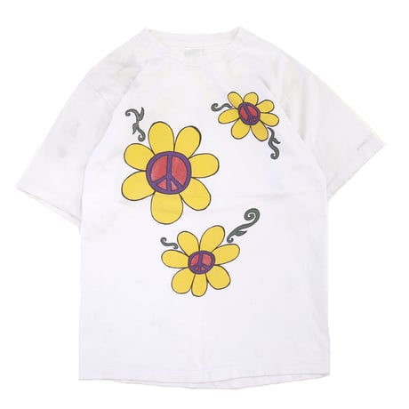80's～ Alore "SUN FLOWER ☮" 両面 プリント Tシャツ XLサイズ USA製
