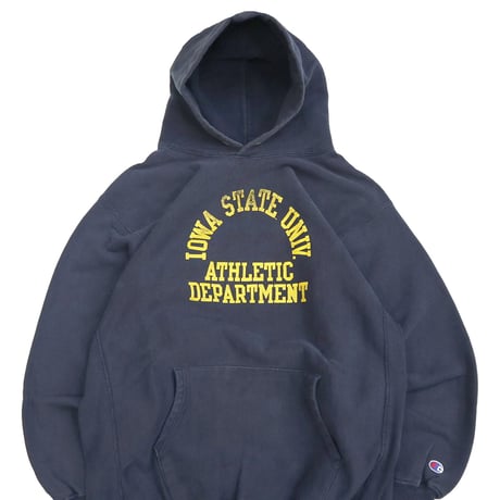 90's CHAMPION RW SWEAT PARKA "IOWA STATE UNIV." 3段 プリント XXLサイズ USA製