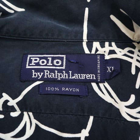 "Special" 90's～ Polo Ralph Lauren "Equestrian" "Black" Rayon Shirt XLサイズ