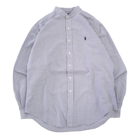 90's Ralph Lauren "Cut off" Band Collar Plaid Shirt Lサイズ