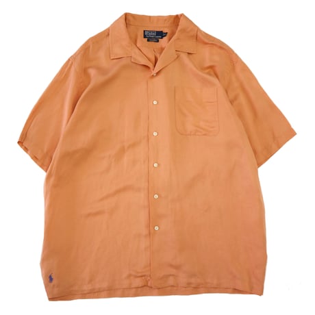 90's～ Polo Ralph Lauren "CALDWELL" "Apricot" Silk×Linen Open Collar Shirt XLサイズ