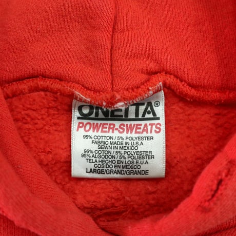 90's ONEITA Sweat Parka Solid Red Lサイズ