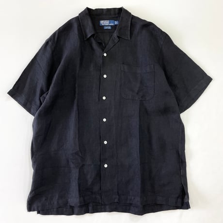 90's～ Polo Ralph Lauren "CLAYTON" "Black" Linen Shirt Lサイズ
