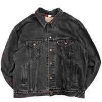 90's Levi's 70427 "Flannel Lined" Black Denim Trucker Jacket USA製
