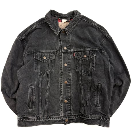90's Levi's 70427 "Flannel Lined" Black Denim Trucker Jacket USA製