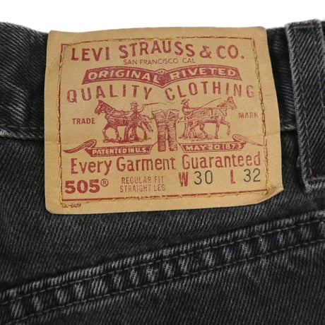 00's Levi's 505 "Super Black" "Cut Off" Denim Pants 30×32 USA製