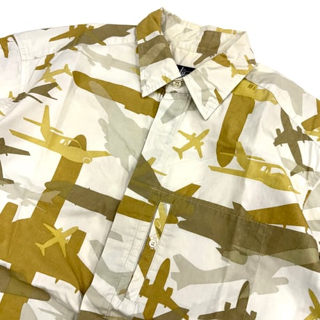 90's OLD STUSSY "Plane Pattern" Cotton Shirt Mサイズ USA製