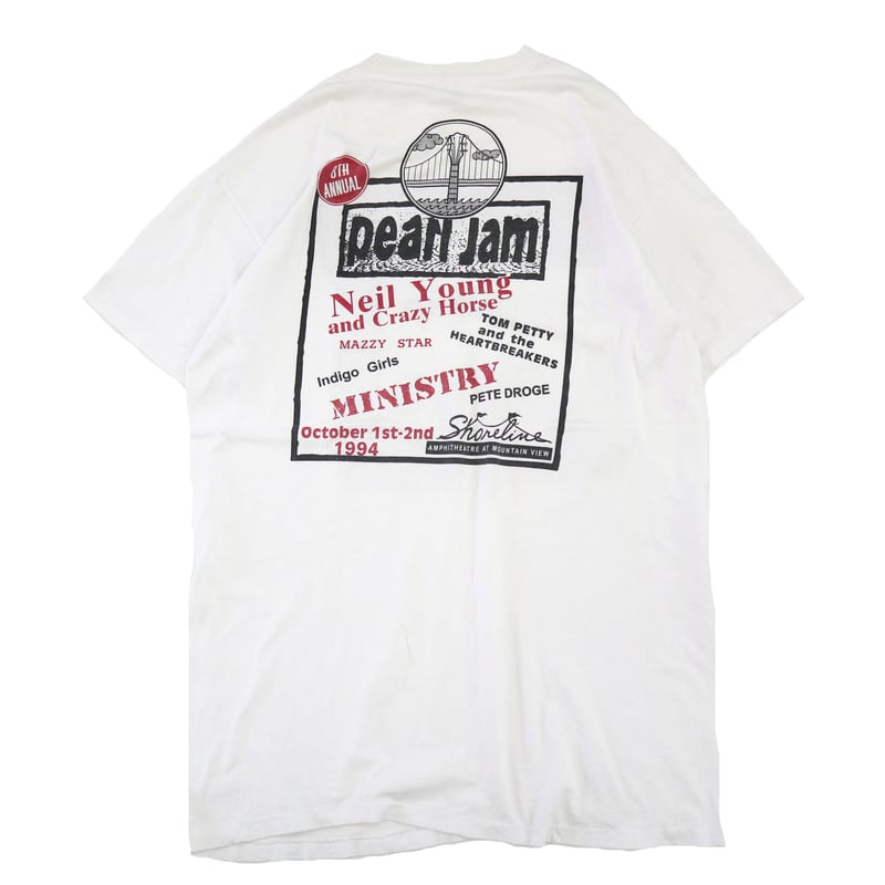 バンドTシャツ　パールジャム　PEARL JAM ホワイト　hanes XL 90's Hanes パール・ジャム ''EUROPEAN SUMMER TOUR 1992'' 両面