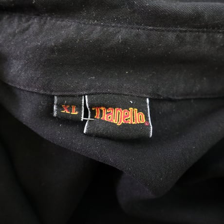 "Big Size" 80's～90's Tianello "Solid Black" Rayon Shirt XLサイズ USA製