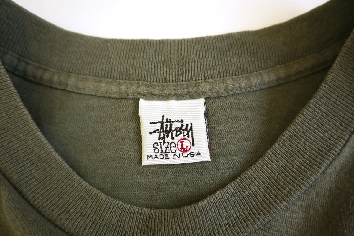 90s OLD stussy USA製 迷彩ロゴ 両面プリント Tシャツ S-