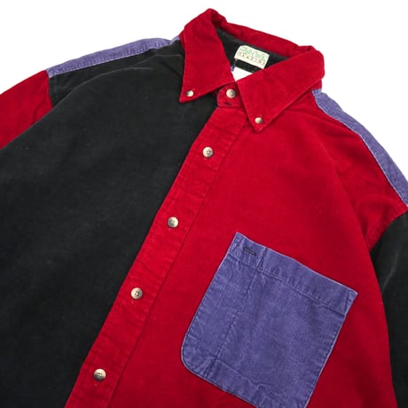 90's～ Ash Creek "Crazy Pattern" ボタンダウン コーデュロイ シャツ Lサイズ
