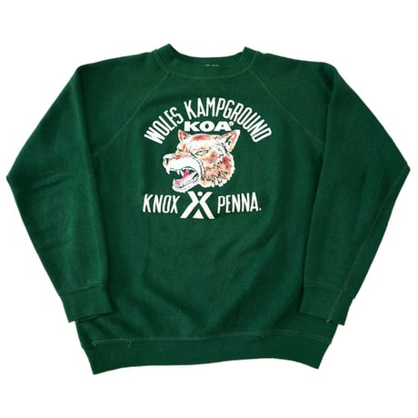 70's Collegiate Pacific "WOLFS" Color Flocky Sweat Mサイズ