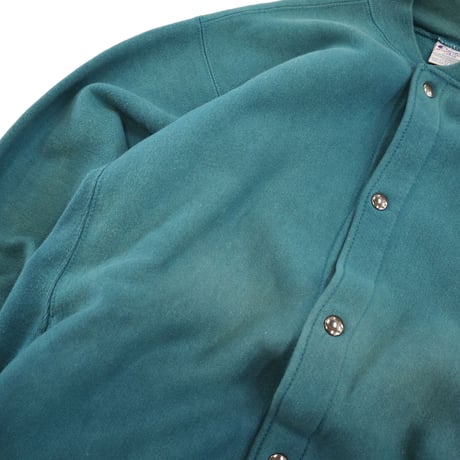 90's CHAMPION RW SWEAT "Full Snap" Solid Teal Lサイズ USA製