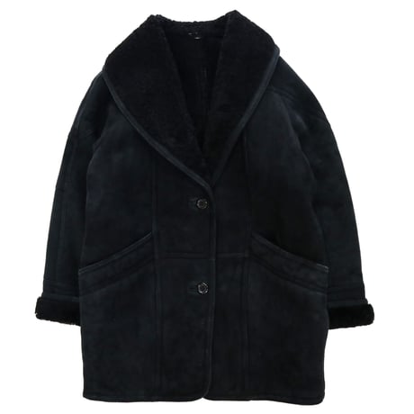 "All Black" unknown Sheepskin Mouton Sherpa Jacket URUGUAY製