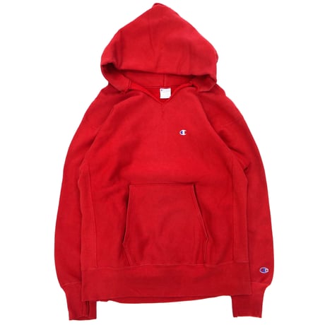 90's CHAMPION RW SWEAT PARKA "Back Script Print" Red Lサイズ USA製