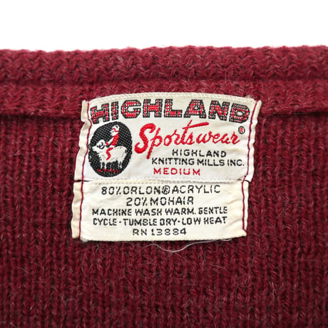 ～60's HIGHLAND Mohair Cardigan Burgundy Mサイズ