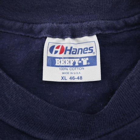 80's～ Hanes "Solid Navy" LS Tシャツ XLサイズ USA製