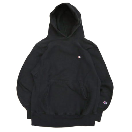90's〜 CHAMPION RW SWEAT PARKA Solid Black Lサイズ MEXICO製