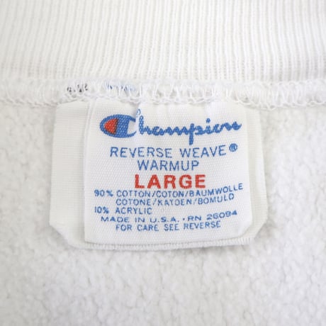80's CHAMPION RW SWEAT "PRINCETON" 染み込み プリント White Lサイズ USA製