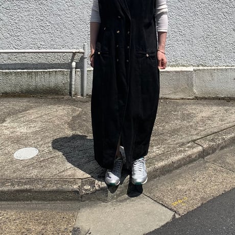 "Women's" ～90's strike A pose No Sleeve Denim Long Onepiece Lサイズ